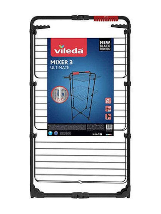 Vileda Mixer 3 Folding Floor Metallic Clothes Drying Rack with Wheels with Hanging Length 30m