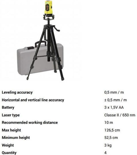 Fervi Γραμμικό Αλφάδι Laser 1.5V με Εύρος Εργασίας 10m