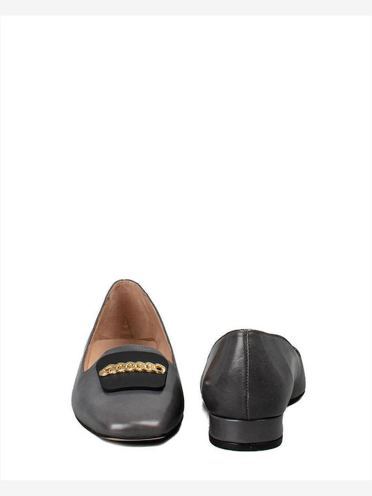 Δερμάτινα Γυναικεία Loafers σε Γκρι Χρώμα