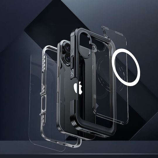 Carcasă rezistentă la șocuri pentru iPhone 16 Plus cu protecție de ecran Magsafe Negru