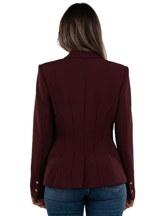 Elisabetta Franchi Women's Crepe Double Breasted Blazer Burgundy