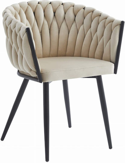 Scaune Bucătărie Catifelate Beige And Black 1buc 61x55x79buc