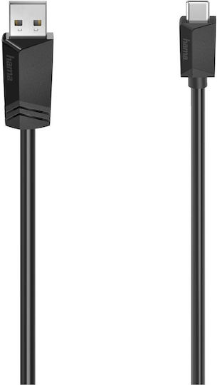 HAMA Редовна USB 2.0 Кабел USB-C мъжки - USB-A мъжки Черен 0.75м (00200631)
