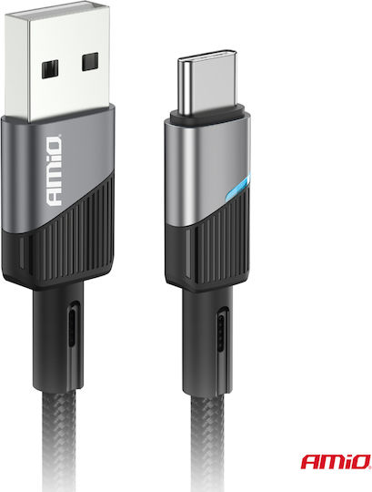 AMiO LED USB 2.0 Кабел USB-C мъжки - USB-A мъжки Черен 2м (03924)