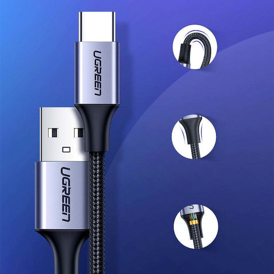 Ugreen US288 Braided USB 2.0 Cable USB-C male - USB-A 15W Γκρι 1m 60126