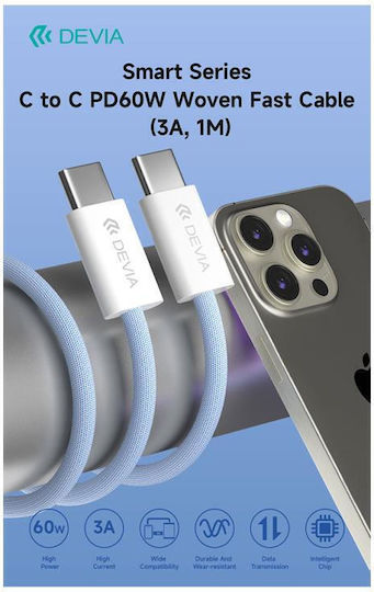 Devia E325 USB 2.0 Kabel USB-C männlich - USB-C 60W PD Rosa 1m
