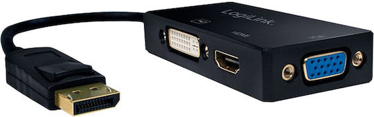 LogiLink Μετατροπέας DisplayPort male σε DVI-D / HDMI / VGA female 1τμχ CV0109