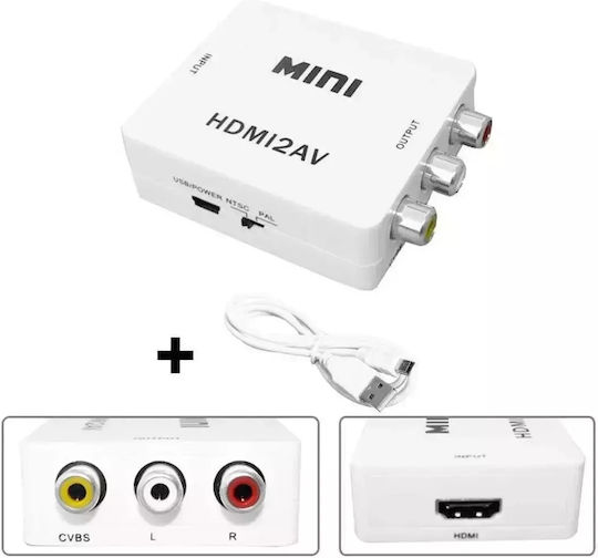 Andowl Qy-v03 HDMI Converter Female To RCA Female White
