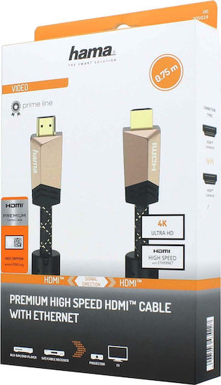 HAMA Cablu HDMI de sex masculin - HDMI de sex masculin 0.75m Negru