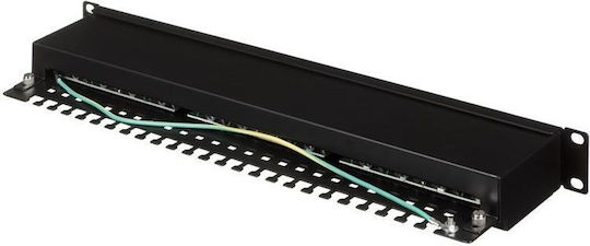 Q-Lantec Екраниран пач панел за рафт 1U 19" 50 порта cat5e Черен