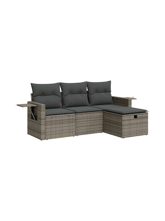 Corner Sofa Outdoor Rattan with Chest and Pillows 55x55x34cm
