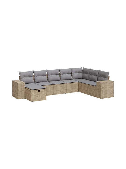 Corner Sofa Outdoor Rattan with Chest and Pillows 55x55x34cm