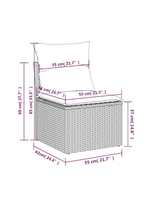 Corner Outdoor Sofa Rattan with Chest and Cushions 55x55x69cm