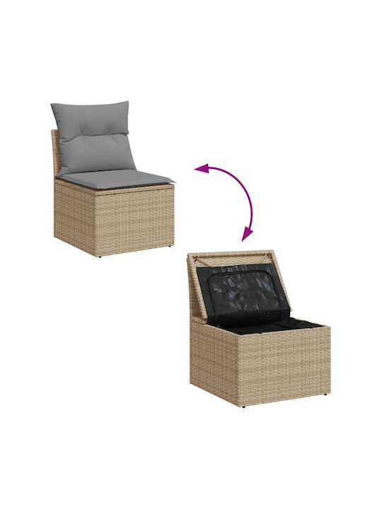 Corner Outdoor Sofa Rattan with Chest and Cushions 55x55x69cm