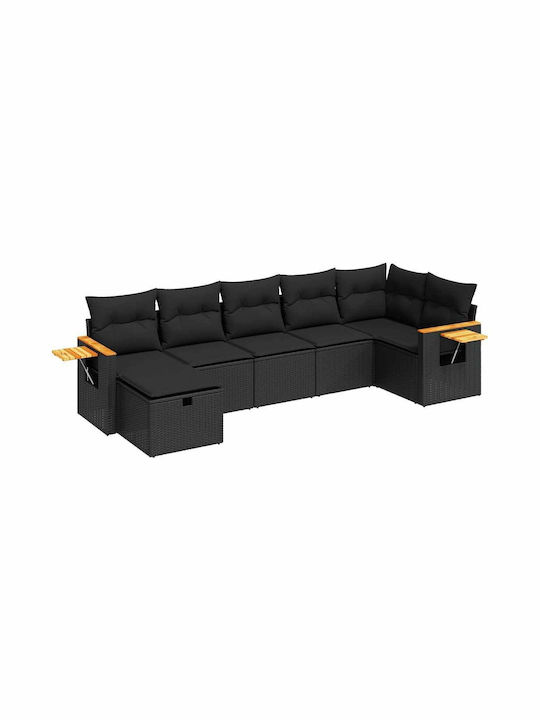 Corner Sofa Outdoor Rattan with Chest and Pillows 55x55x34cm