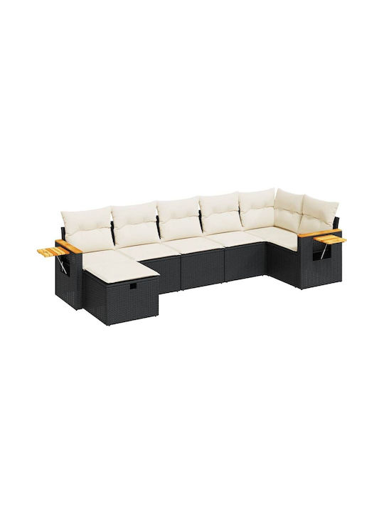 Corner Sofa Outdoor Rattan with Chest and Pillows 55x55x34cm