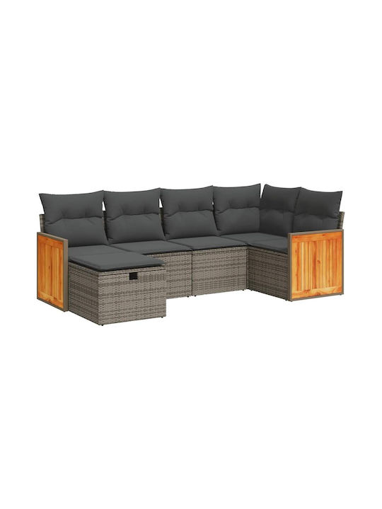 Corner Sofa Outdoor Rattan with Chest and Pillows 55x55x34cm