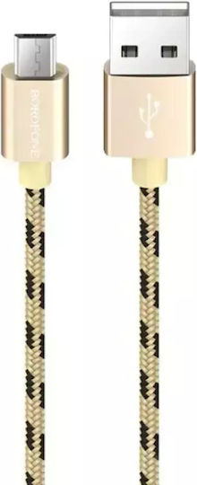Borofone Braided USB 2.0 to micro USB Cable Χρυσό 1m (BX24)