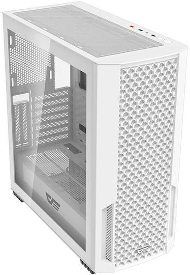 Darkflash DF2100 Gaming Midi Tower Κουτί Υπολογιστή με Πλαϊνό Παράθυρο και RGB Φωτισμό Λευκό