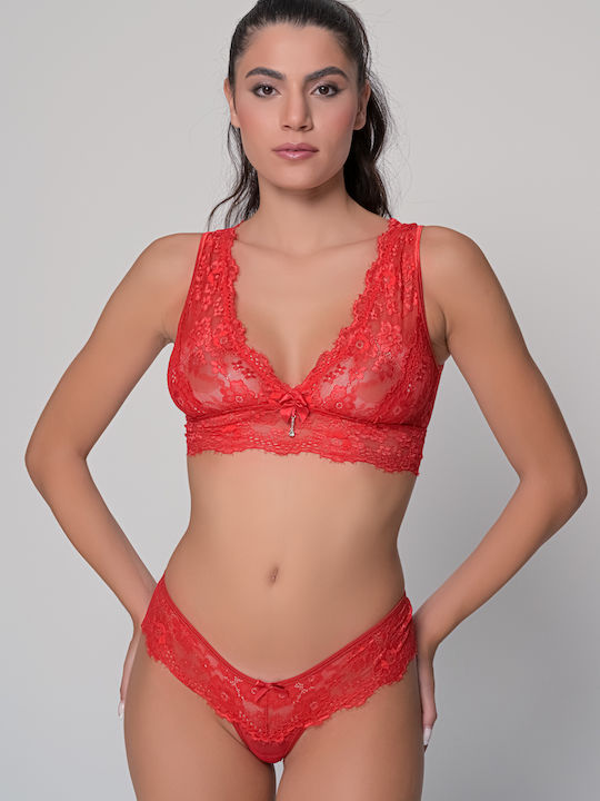 Milena by Paris Women's Bralette Bra Red