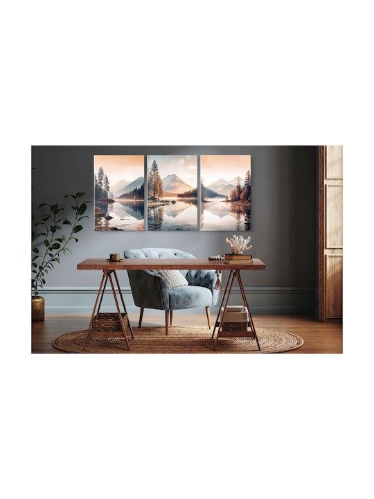 Decowalls Τρίπτυχος Πίνακας σε Καμβά 60x120cm