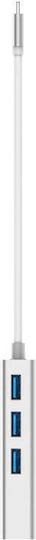 Devia Leopard Hub 3 Porturi USB 2.0 cu Conectare USB-C Ethernet Alb