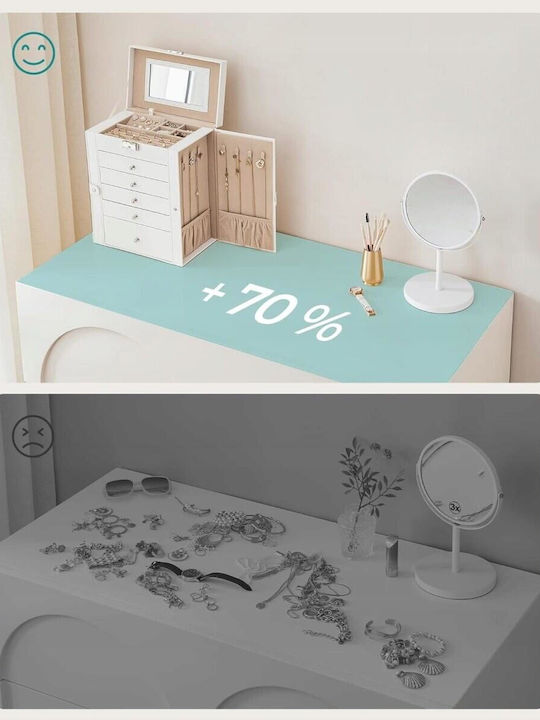 Jewellery Box MDF PU Velvet White Beige Mirror 26x15.6x32 cm Artool Jewellery Box MDF PU Velvet White Beige Mirror 26x15.6x32 cm Artool