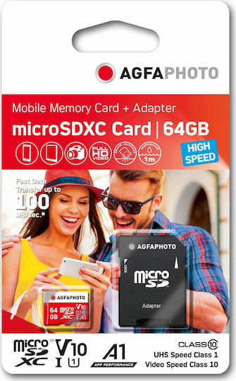 AgfaPhoto microSDXC 64GB U1 UHS-I Cu Adaptor