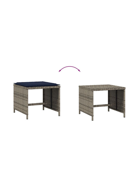 Hocker Für den Außenbereich Rattan mit Kissen Gray 4Stück 40x40x35cm
