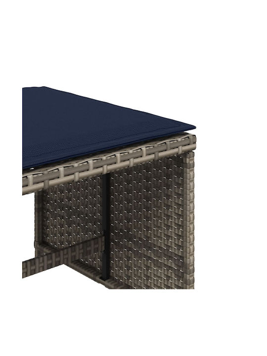 Hocker Für den Außenbereich Rattan mit Kissen Gray 4Stück 40x40x35cm