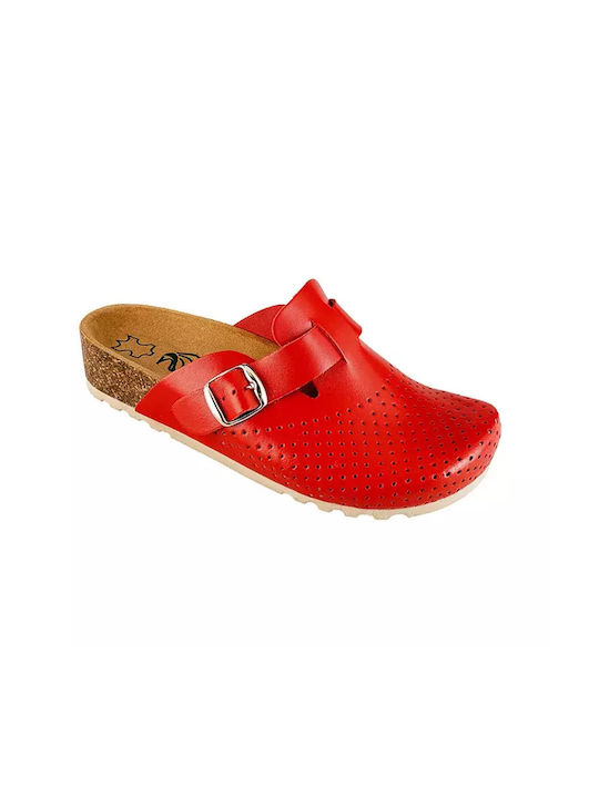 Vesna Women's Leather Anatomic Clogs Red