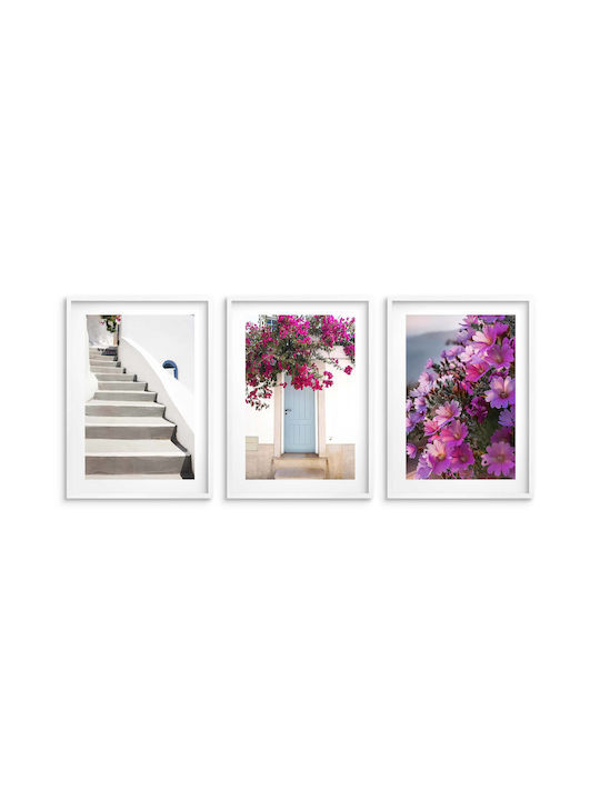 Elegante Poster Wohnzimmer Charmante Straßen von Santorini 3x30x40