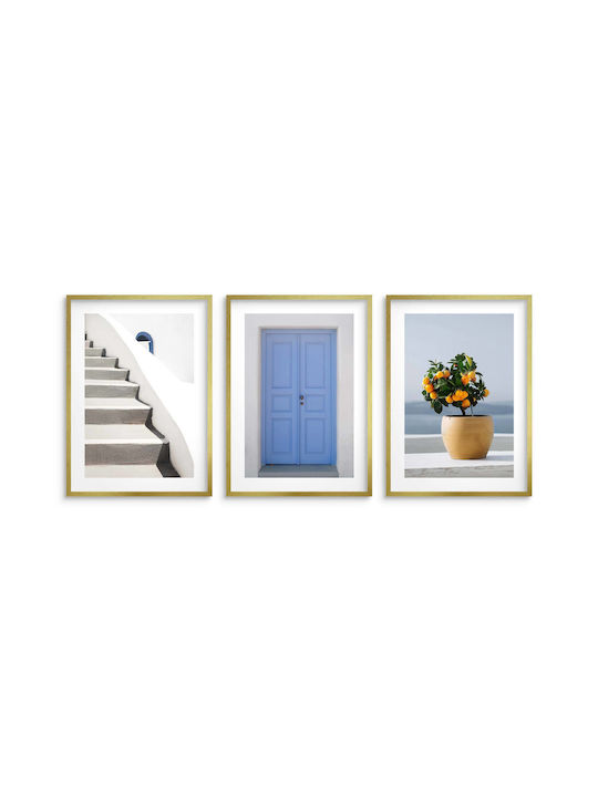 Elegant Posters Living Room Minimalist Style Santorini Greece 3x30x40