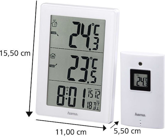 HAMA Drahtlos Wetterstation Digital Tischplatte Weiß