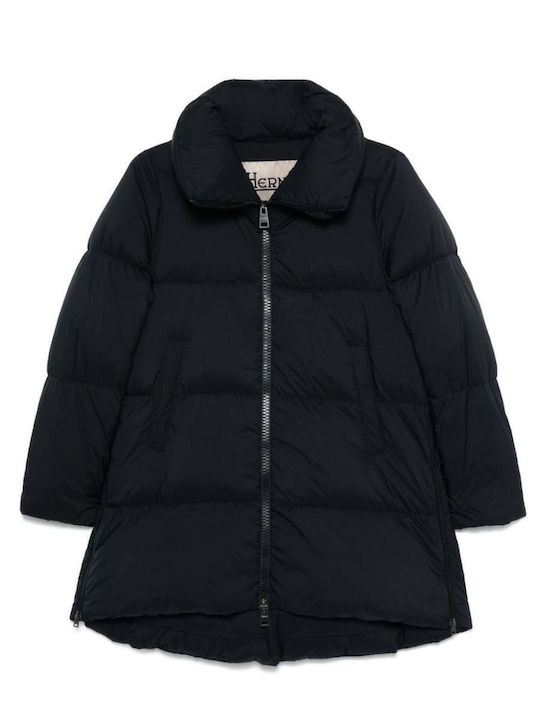 Women's Long Puffer Jacket for Winter Black