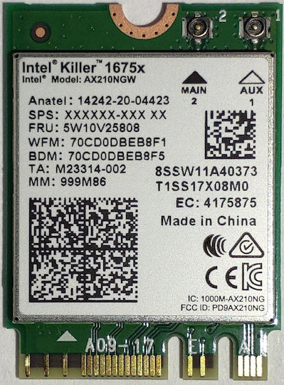 Intel Killer Ax1675x Interne Wlan 2400 Mbit/s