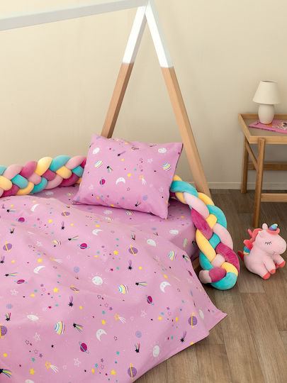 Palamaiki Single Set with Elastic Band PP101 Pink 170x265cm