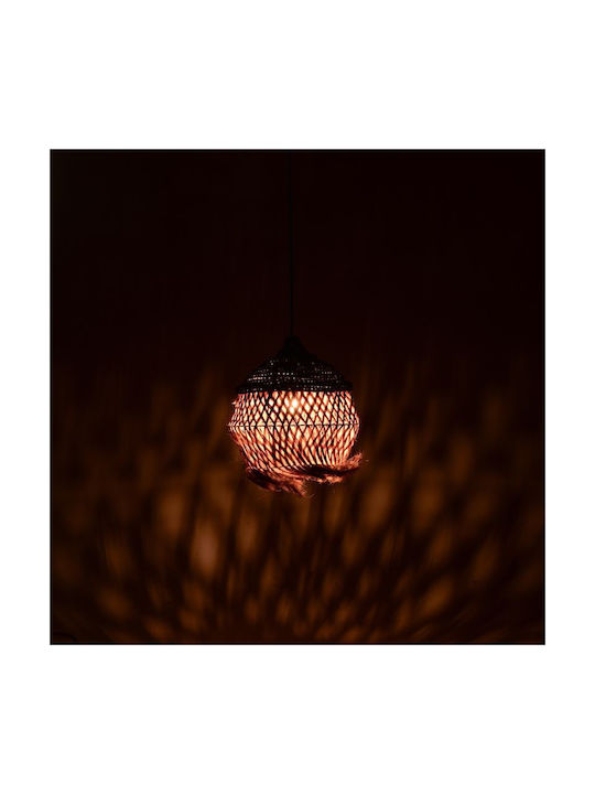 Inart Fiorine Pendant Light Beige Boho with Socket E27 35x35x45cm