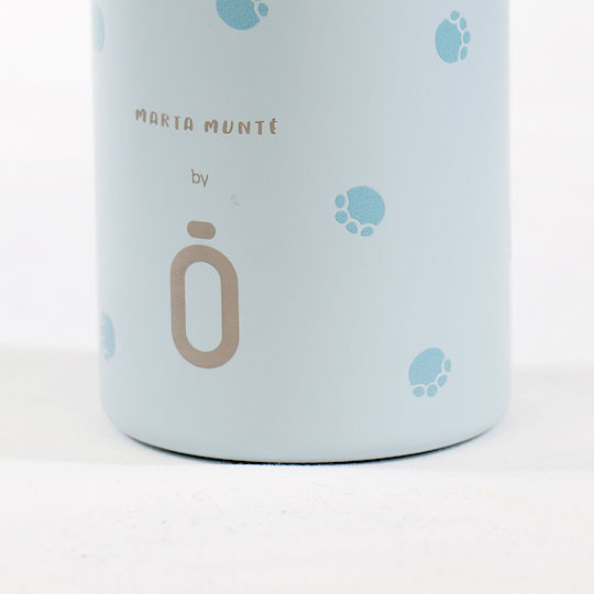 Runbott Kids Water Bottle Thermos Stainless Steel with Straw Non Spill Light Blue 350ml
