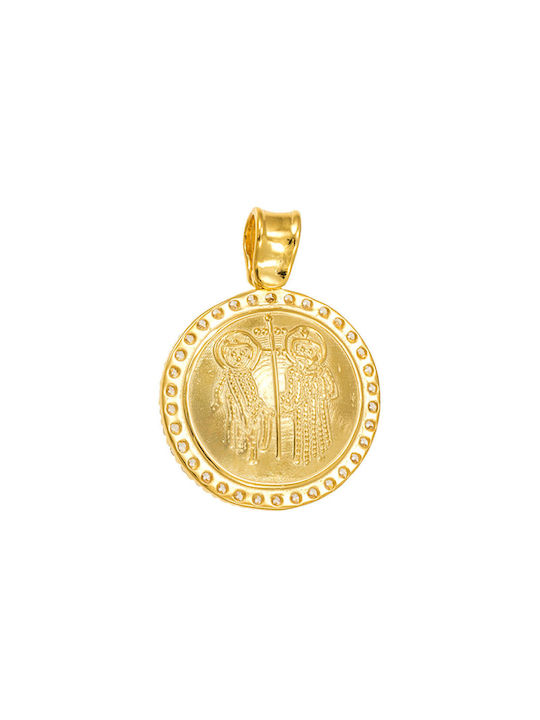 Kritsimis Charm Talisman Constantine from Gold 9 K with Zircon