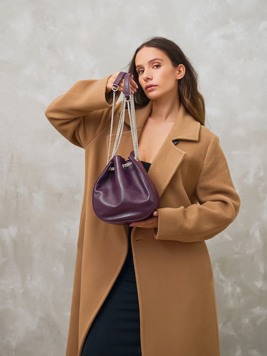 Leder Damentasche Schultertasche Lila