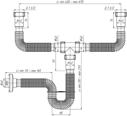 Aniplast Double Siphon Sink Flexible