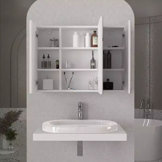 Megapap Bathroom Mirror made of Particle Board 90x17.1cm White