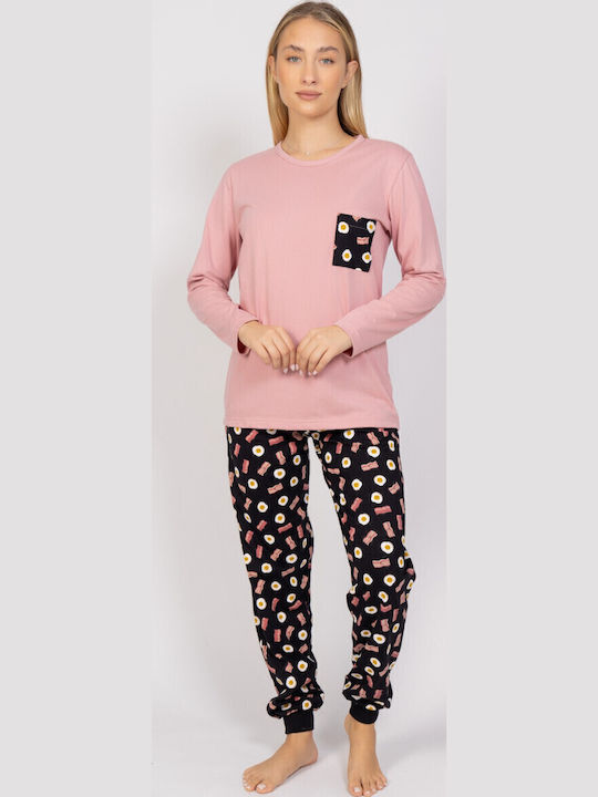 Cherry Underwear Χειμερινό Γυναικείο Σετ Πιτζάμας Ροζ