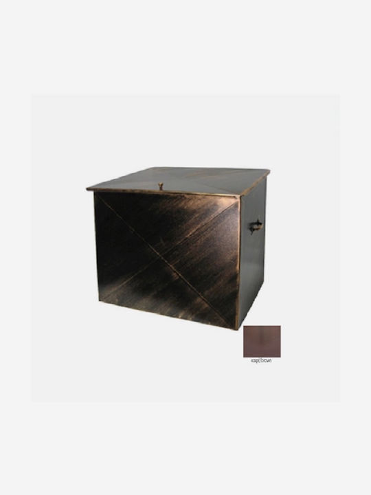GTMED Metallic Box Wood Storage 63x54x44cm Brown