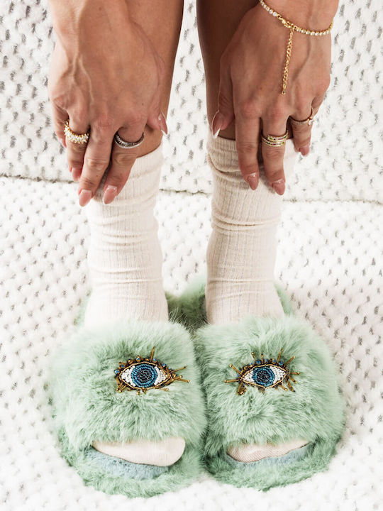 Petrol Fur Slippers Eye Design