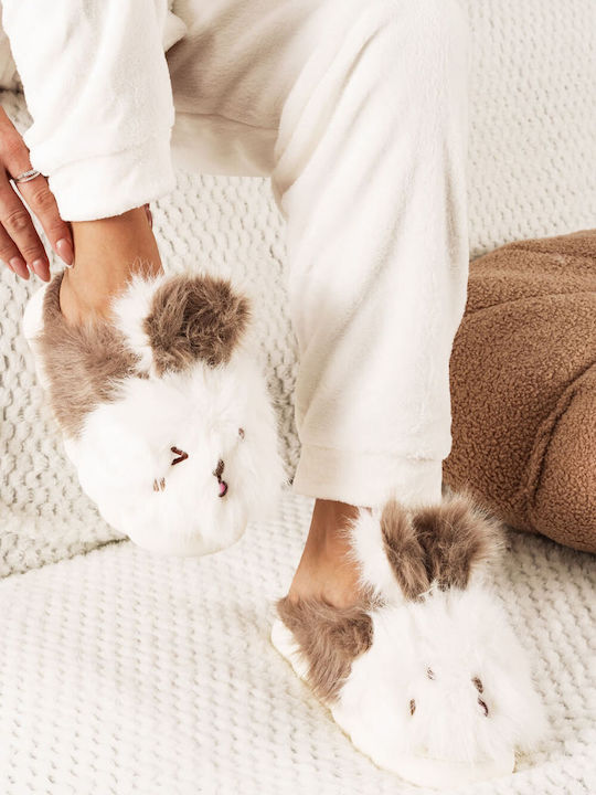 Brown Furry Animal Style Slippers