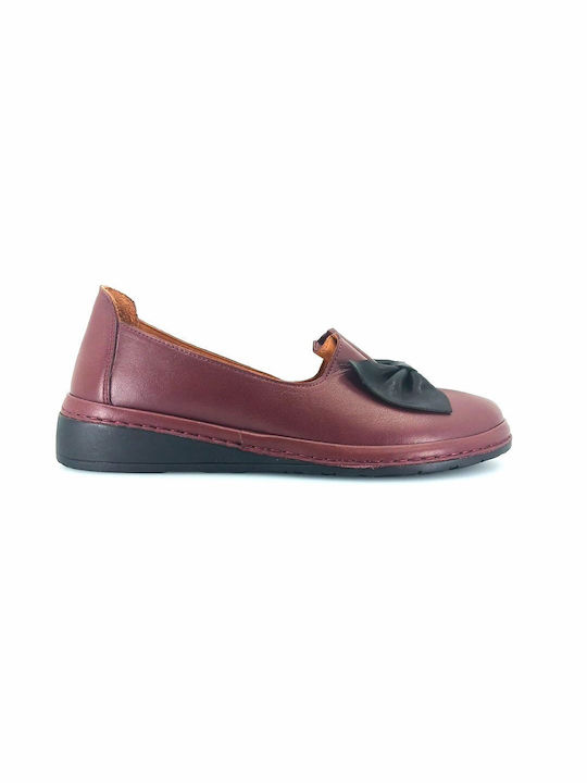 Boxer Leather Women's Moccasins in Burgundy Color