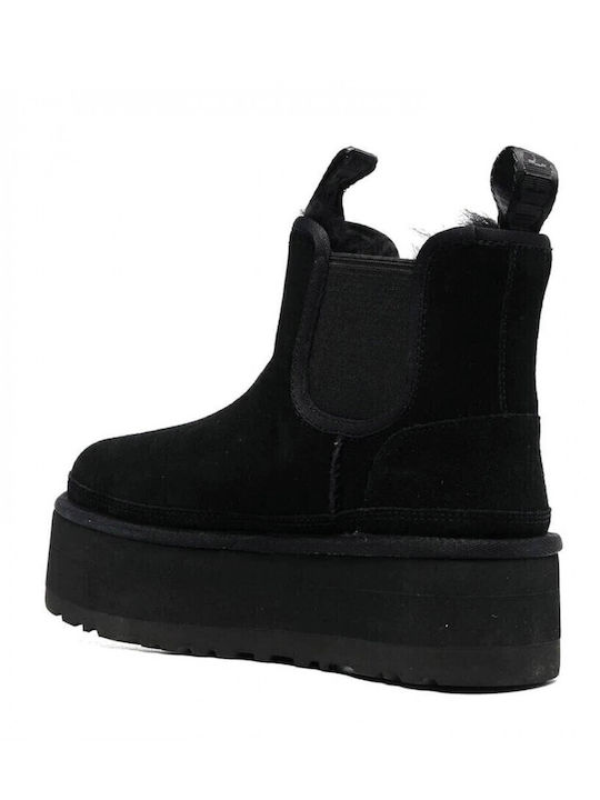 Neumel Leather Women's Chelsea Boots with Medium Heel Black