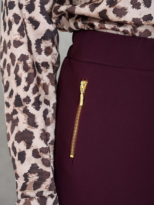 Femei Din material textil Pantaloni cu elastic cu Croială Dreaptă Bordeaux
